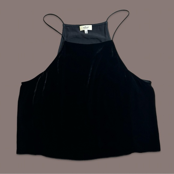 Wilfred Black Velvet Rians Blouse Halter Tank w/ Silk - Size Medium - Picture 1 of 7